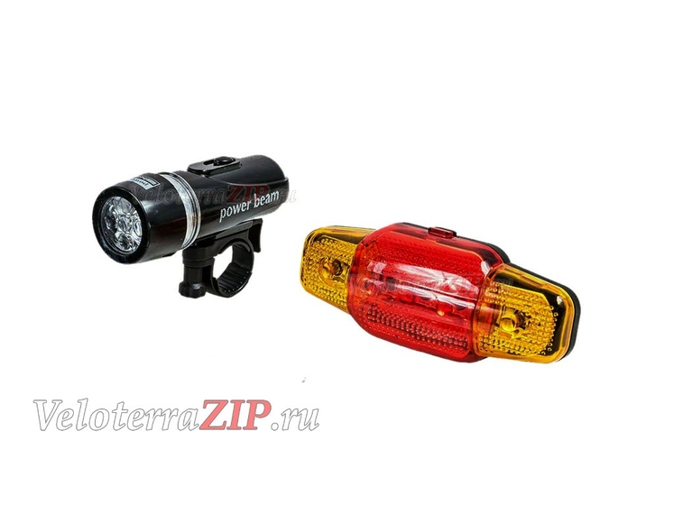Набор:фонарь на руль+габарит задний красный с поворотникамиFY-202(3 реж.,5диод),работает от батареек