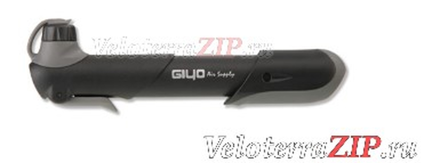 Насос GIYO ручной, под ниппель AV/FV, max 120 psi/8 bar,18см, пластик,серо-черный