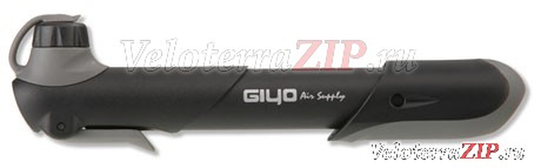 Насос GIYO ручной, под ниппель AV/FV, max 120 psi/8 bar,18см, пластик,серо-черный