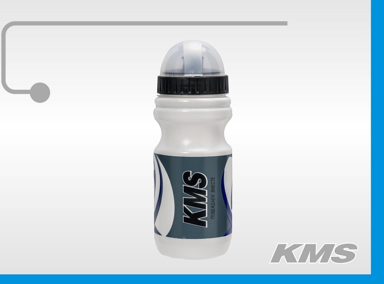 Бутылочка"КМS"для подростков.велосип.пластиковая,300мл,цв(бел/cин,бел/красн,бел/зел)фирменный дизайн