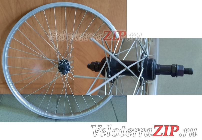 24"заднее колесо в сборе,SF-HB03R,36отв.,3/8"(гайка),под V-brake,под трещетку 6/7ск,одностен.Forward