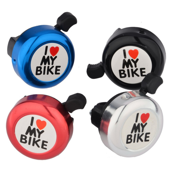 Звонок "I Love my bike",алюминий/пластик, 6 цв.(черн,синий,красн.,серебр.,золот.)