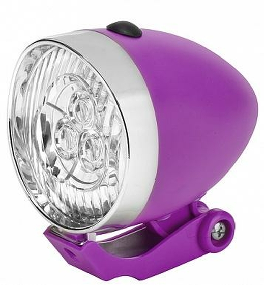 Фонарь передний JY-592 3 светодиода серебристо-фиолетовый, арт.560094